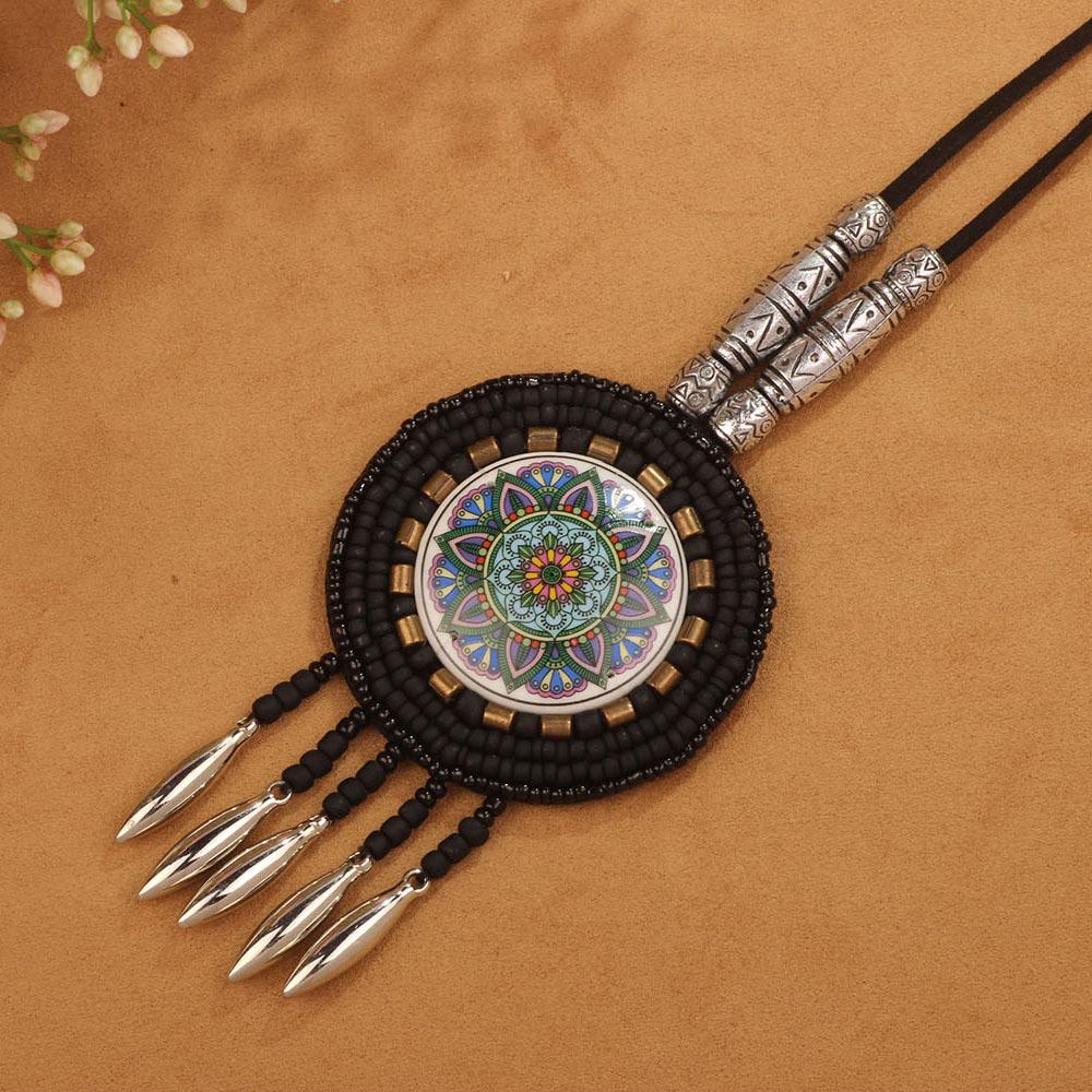 Bohemian Ethnic Retro Necklace, Sweater Chain, Tassel Pendant, European and American Bright and Fashionable Accessories