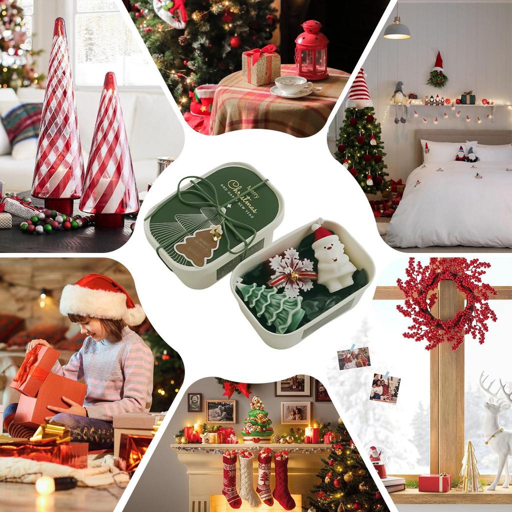 Christmas Candle Gift Box Christmas Tree Snowflake Deer Santa Claus Romantic Atmosphere Lovely Home Decorations