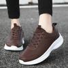 Women PU Leather Running Sneaker Lace-up Sport Light Comfortable Breathable Black Winter Walking Shoes Size 35-43