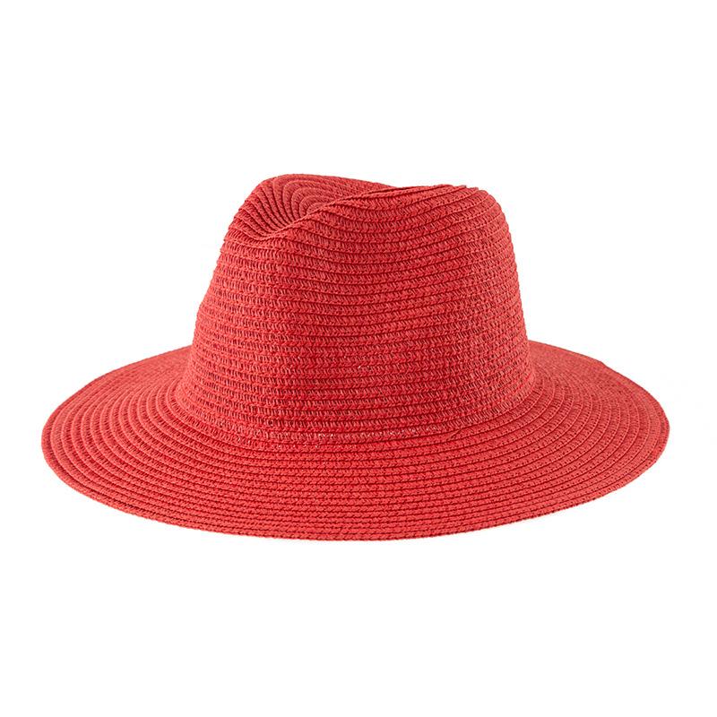 Women's Jazz Straw Hat with Wide Brim - European & American Style Panama Sunshade Fedora