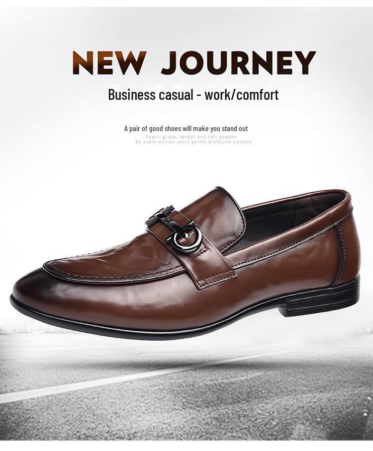 Korean Men's Leather Loafers: Comfortable, Breathable, Business Casual, British Fashion Formal Shoes.