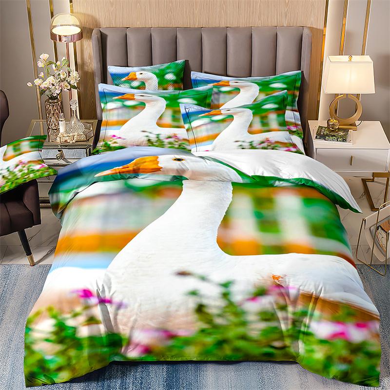 King Size Bedding Set For Adults,Duvet Cover,Print Cock,Hen, Sheep,Cow,hamster,Animal, Poultry,Double Bed Cover With Pillowcases