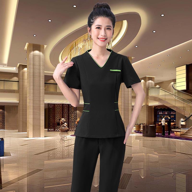 Women's Spring/Autumn Mid-Sleeve Beautician Uniform - White, High-End for Medical Beauty & Spa Technicians