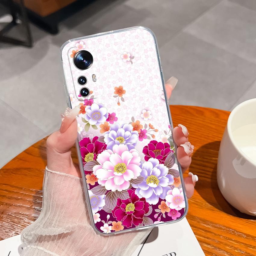 Transparente stoßfeste Handyhülle für Xiaomi Black Shark 1 2 4 5 3 Pro 15T 12 12S 12X 13 12T Schöner Blumen-Displayschutz Weiche Hülle für Xiaomi Gehäuse