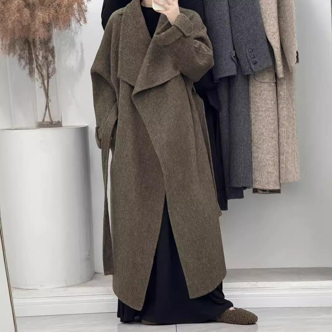 

Атмосферный халат накидка шаль длинное двухстороннее шерстяное ретро шерстяное пальто шерстяное пальто для женщин M