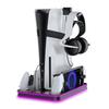 PS5 Slim/Pro Console Multi-function Cooling Storage Stand with Headset Hanging Rack,RGB Colorful Light