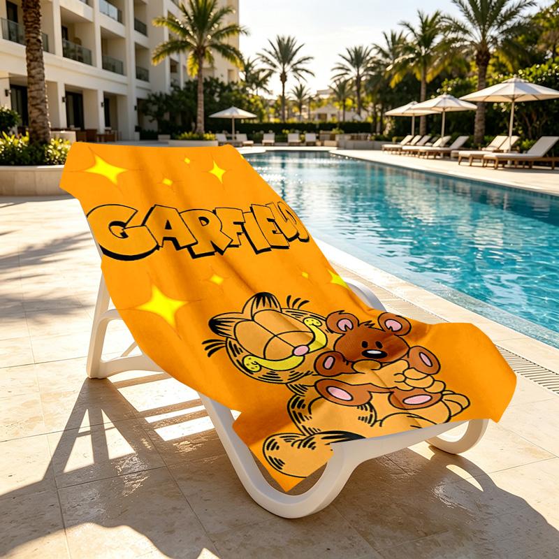 Garfield Print Beach Towel Design, Soft, Lightweight. for Home Bathroom, Spa, Pool, Yoga, Surfing, Camping, Gift for Family, Friend