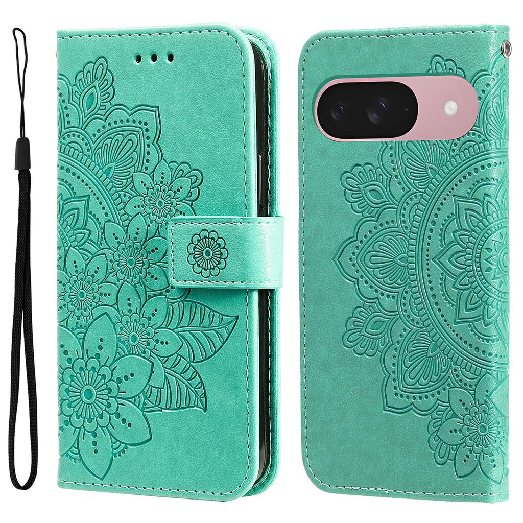 Für Google Pixel 9a Hülle Blumenmuster PU Leder Brieftasche Ständer Handyhülle