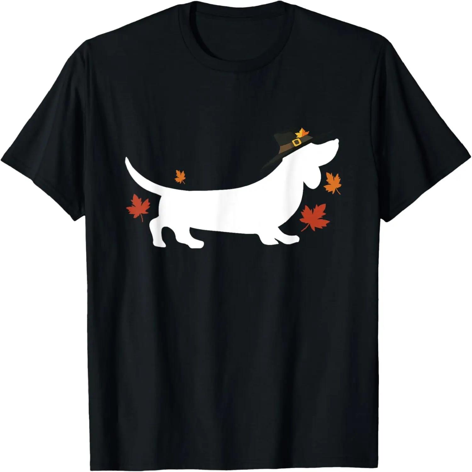 Dachshund Thanksgiving Pilgrim Fall T-Shirt S