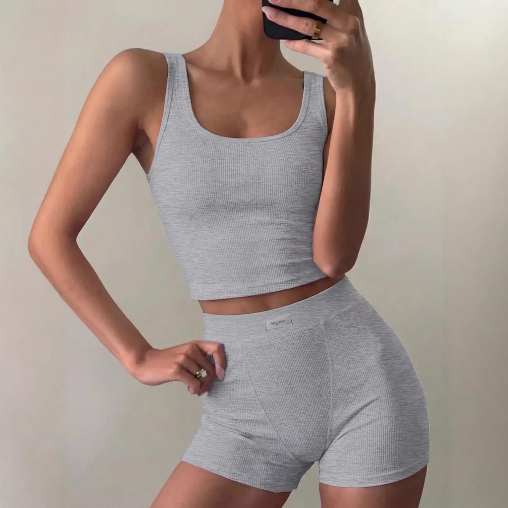 Cross-border European and American sports yoga style sling vest summer shorts set women's clothing spring and summer 2026 Amazon new products