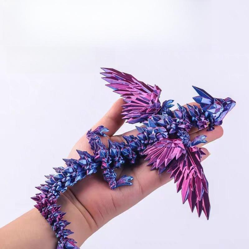 14Cm 3D Printed Magic Wing Dragon Movable Joint Fidget Toy Rotatable Articulated Office Desktop Ornament Toy Crafts Gift