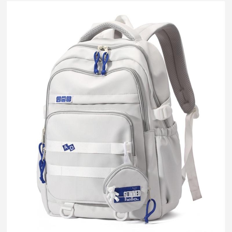 New Trendy Nylon Primary School Students School Bag Simple Solid Color Waterproof Unisex Backpacks Large Capacity Junior High School Student Book Bags