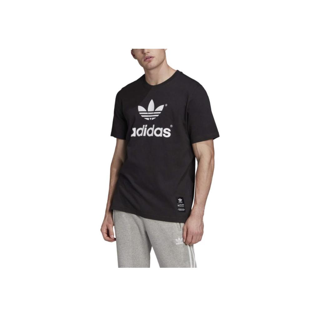 Adidas Trefoil History Comfortable Soft Solid Color Short Sleeve T-Shirt Men Tops Black FM3388