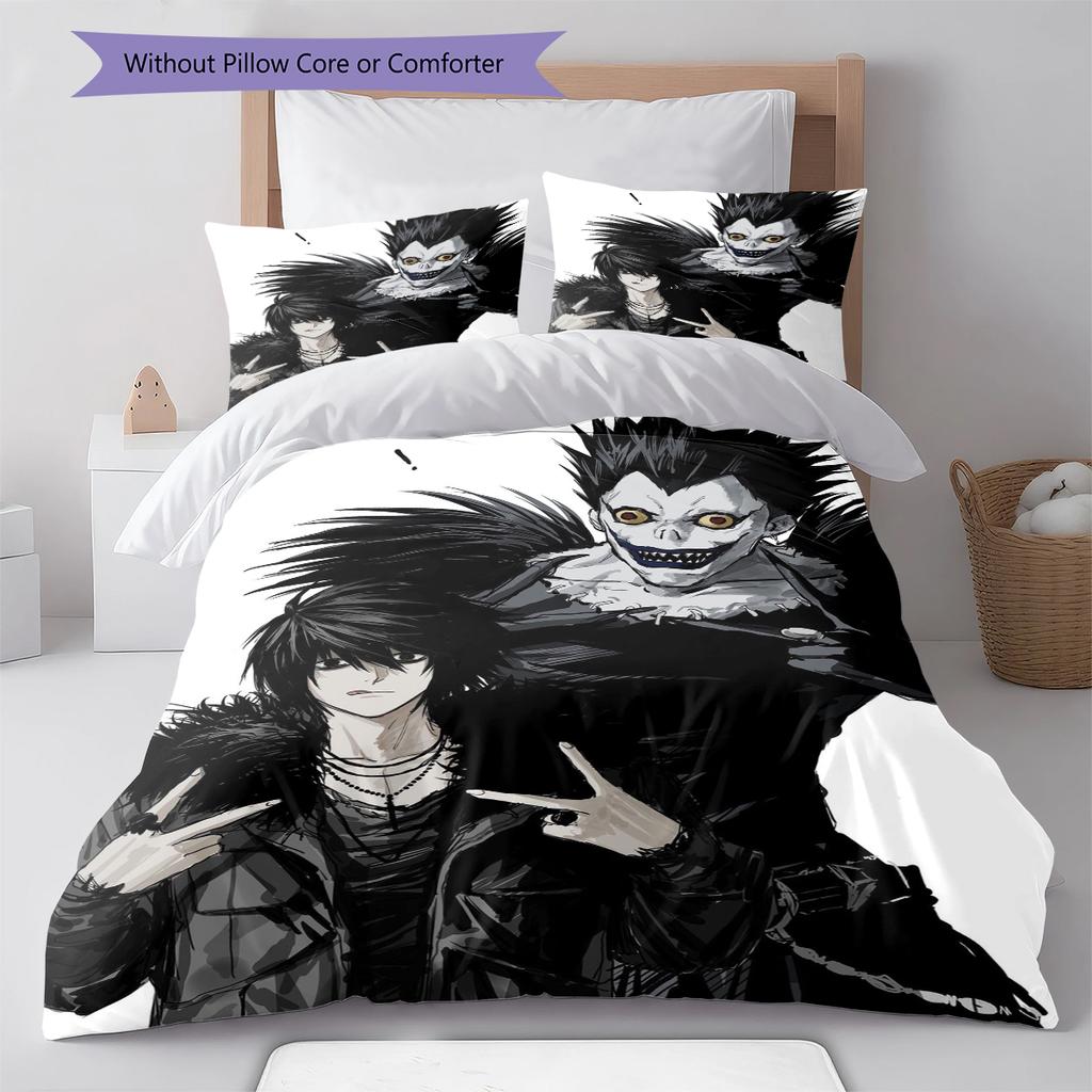 Anime Pattern Bedding Quilt Set Quilt Cover Pillowcase Home Decoration Birthday Gift (1 * Duvet Cover + 2 * Pillowcase, Without Core)