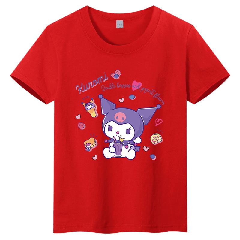 Sanrio Family CUTE Kurumi Cute Printed Childrens TShirt Roundneck Pure Cotton Family Clothing for Parents and Children