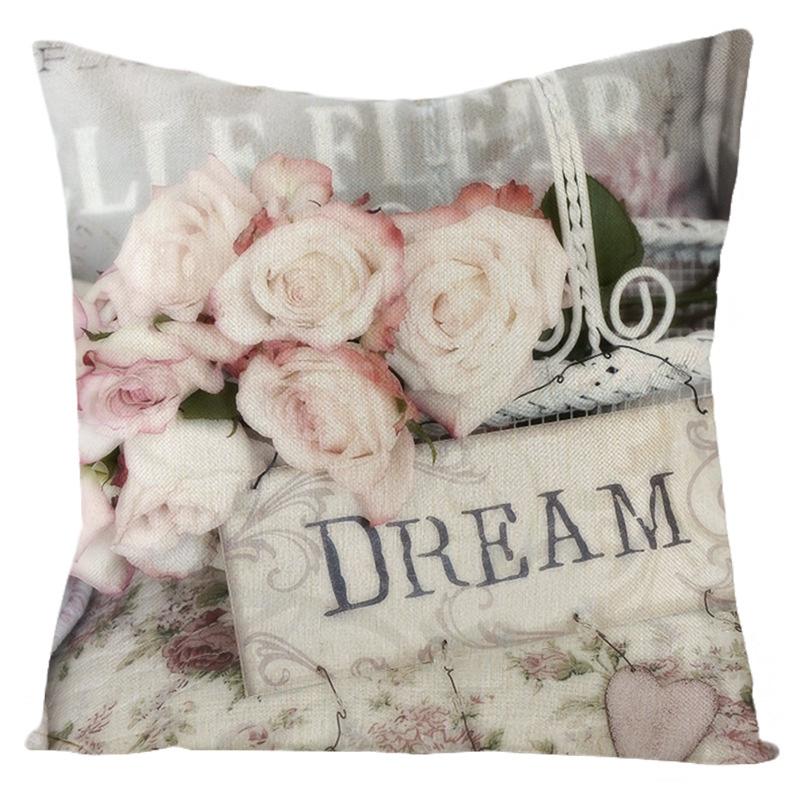 

Beautiful Flower Printed Cushion Cover With Splash Waterproof Design For Home Decor 14