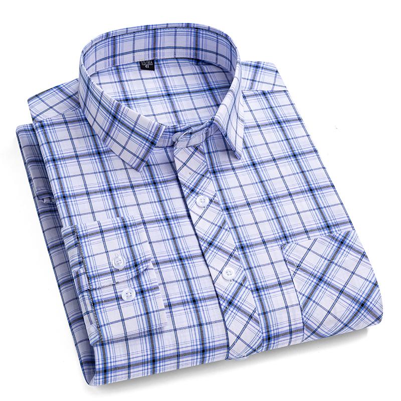 2027 New Men's Plaid Shirts Long Sleeve Cotton Checked Shirt Formal Fashion Thin Soft Classic Basic Casual Male Clothing 6XL 5XL