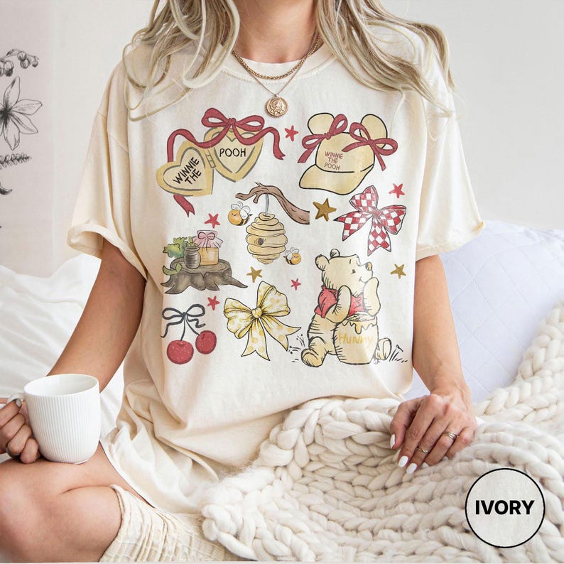 Coquette Winnie The Pooh Shirt Retro Pooh Bear  Friends Tee Disney Family Trip 2026 TShirt Cute Disneyworld Pooh Shirt S