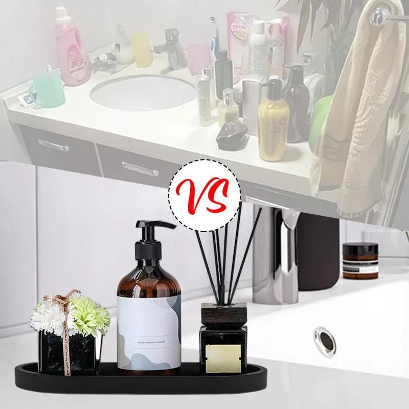Bathroom Vanity Trays Silicone Kitchen Sink Countertop Dish Soap Sponge Storage Tray Toilet Tank Oval Storage Tray Home Decor