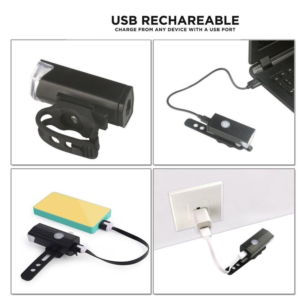Bike Lights Set USB Rechargeable High Brightness Lighting Bike Black Headlight Red Tail Light for Night Riding
