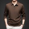 Scissor Neck Long-Sleeved T-Shirt Men'S Lapel Solid Color Polo Shirt Business Casual Bottoming Shirt Men'S