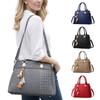 Simple PU Leather Shoulder Bags with Pendant Large Capacity Embossed Crossbody Bag Solid Color Female Messenger Bag