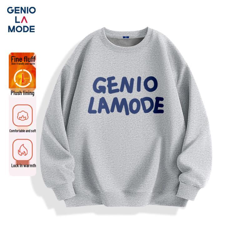 GENIOLAMODE Herren Herbst/Winter Fleecegefüttertes Pullover-Sweatshirt