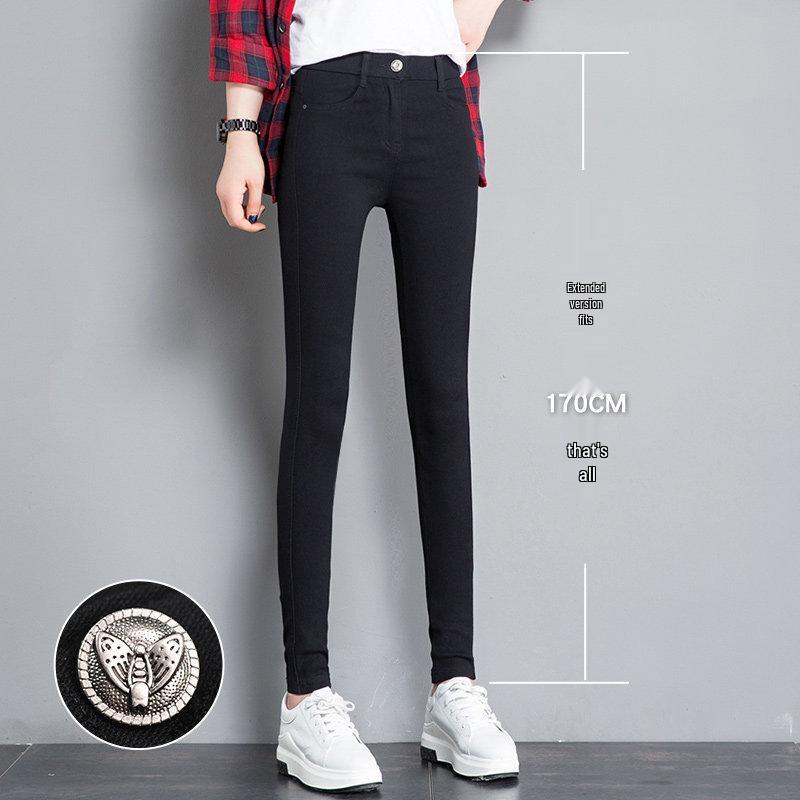 Tall Women's Stretchy Black Pencil Leggings with Plus Velvet for Spring/Autumn/Winter