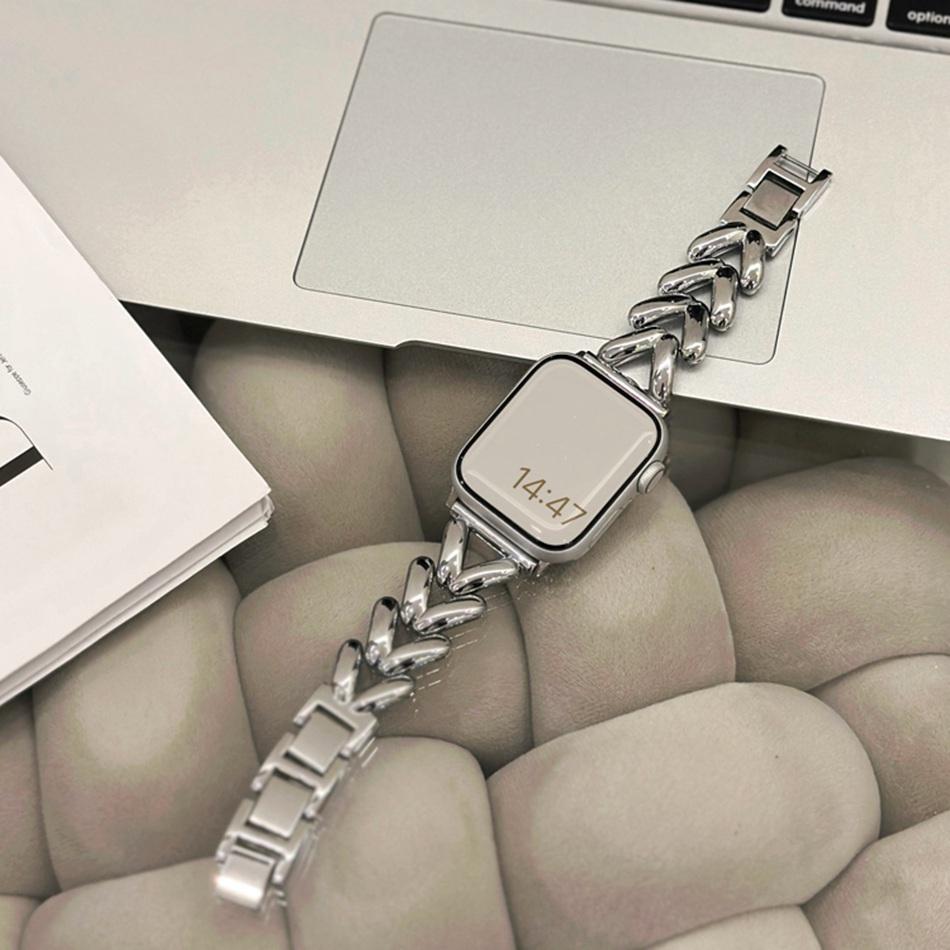 

Wheatear Shape Strap For Apple Watch Band S11/10/9/8/7/SE/6/5/Ultra 3 2 iWatch 49/46/45/44/42/41/40/38mm Luxury Alloy Metal Band 38 40 41(S11 10)42MM