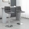 Set of 2 Swivel Bar Stools in Faux Leather with Backrest and Footrest, 42x45x89-110cm, Grey