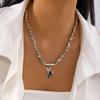 2Pcs/set HipHop Irregular CCB Beads Chain Necklaces for Women Vintage Gold Color Heart Pendant Necklace Daily Party Jewelry Gift