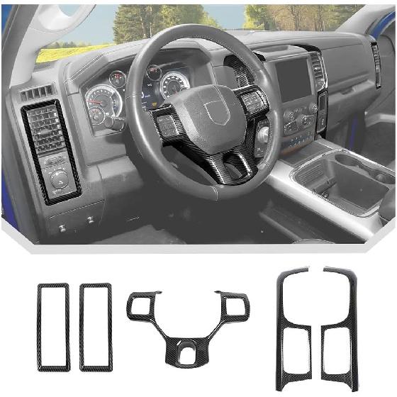 JeCar 5pcs Carbon Fiber Interior Trim Kit for 2012-2017 Dodge Ram 1500 Interior Accessories