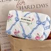 Vintage Butterfly Bow Flower Toiletry Bag With Soft Polyester Material For Daily Use