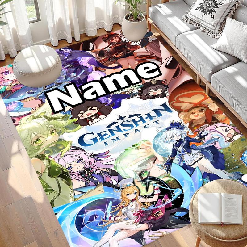 Custom Name Personalized Genshin Impact Print Carpet, Versatile Home Decor Rug, for Playroom, Apartment, Balcony, Entryway, Hallway Gift