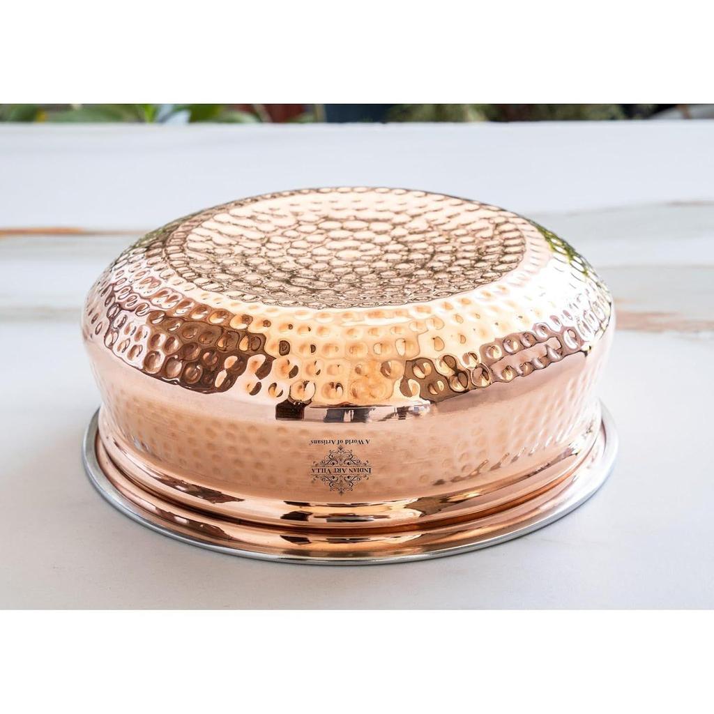 Steel Copper Serving Handi Bowl, Serveware & Tableware, Home Restaurant, Volume-1350 ML, Pack of 6