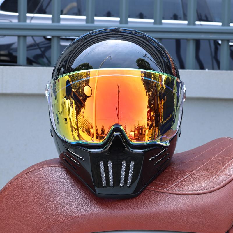 Vintage Full Face Motorcycle Helmet Men Women All Weather DOT Certified ABS Windproof Comfort Liner Motorbike Gear