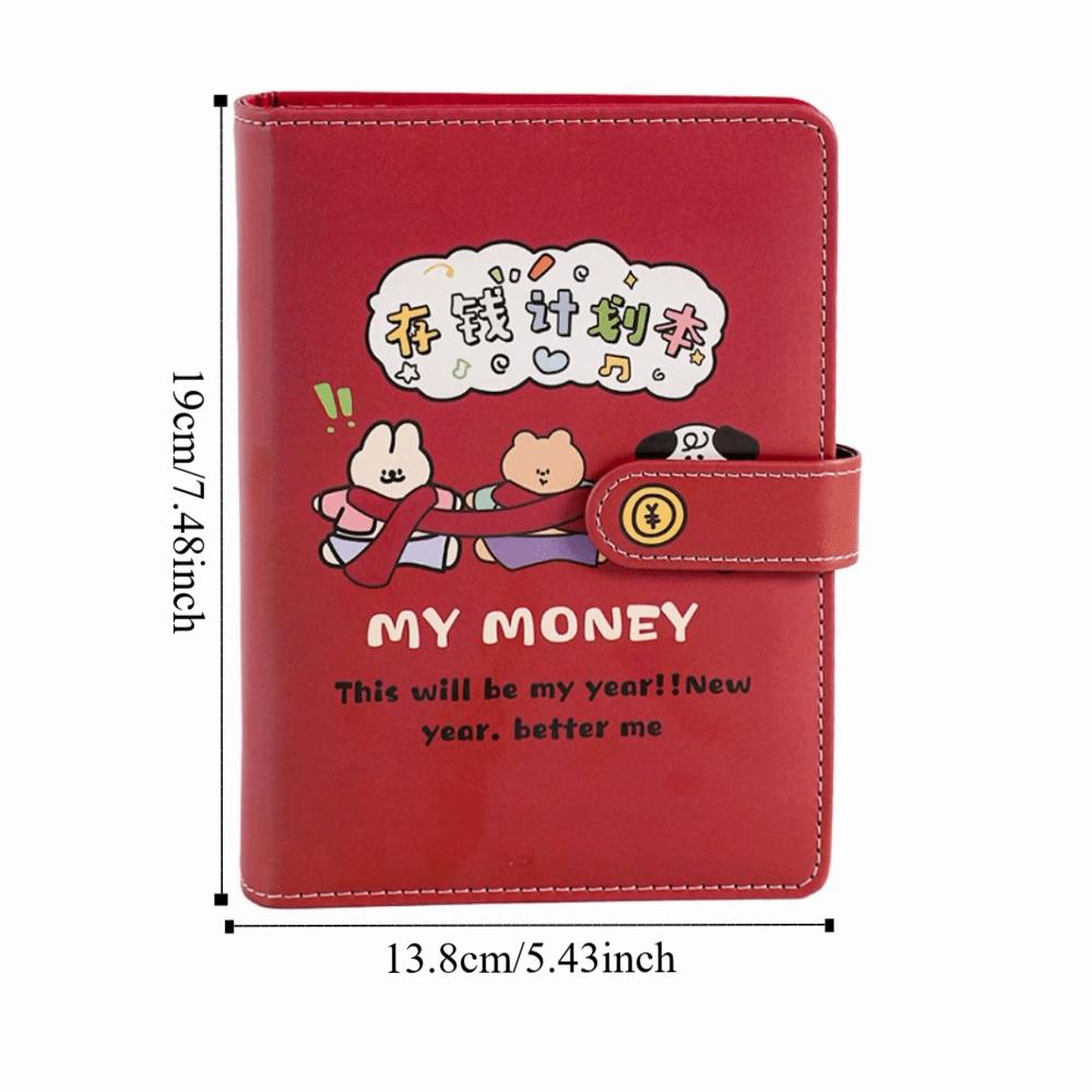 Cartoon Money Saving Challenge Book PU Leather Cash Budget Notebook Family