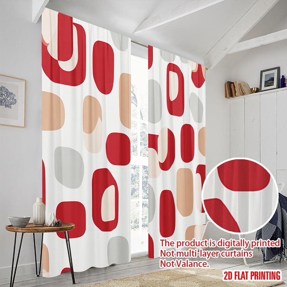 2pcs,2D plane printing Creative Curtains Retro Geometric Ovals Polyester Easy Install (without rod) Art Deco Festive Perfect for