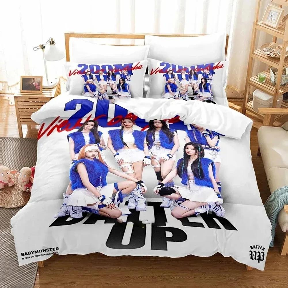 

Kpop BABYMONSTER Уютное одеяло Пододеяльник Наволочка Комплект постельного белья Декор детской комнаты Домашний текстиль 70x133cm 3pcs