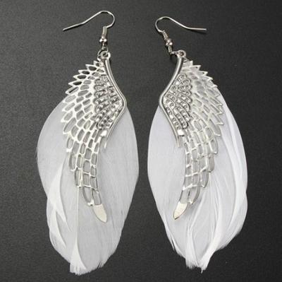 European & American Fashion Angel Wings Feather Earrings for Women