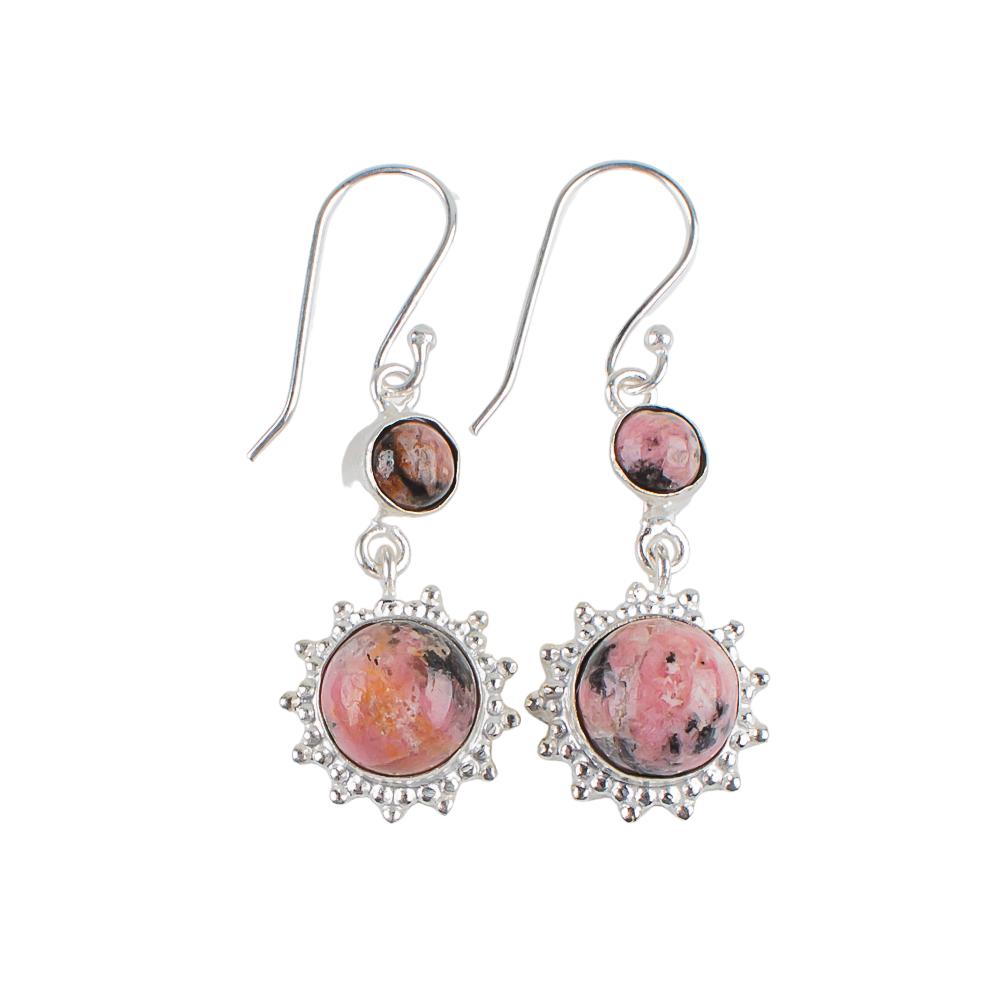 Black Rhodonite Gemstone 925 Sterling Silver Jewelry Handcrafted Earrings 1.80" EE-13-23