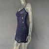 Party Rhinestone Semi Transparent Suspender Short Dress