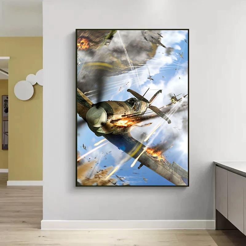 Weltkrieg Hawker Hurricane Flugzeug Poster Drucke Leinwand Malerei Spitfire Formation Wandkunst Bilder für Wohnzimmer Dekor