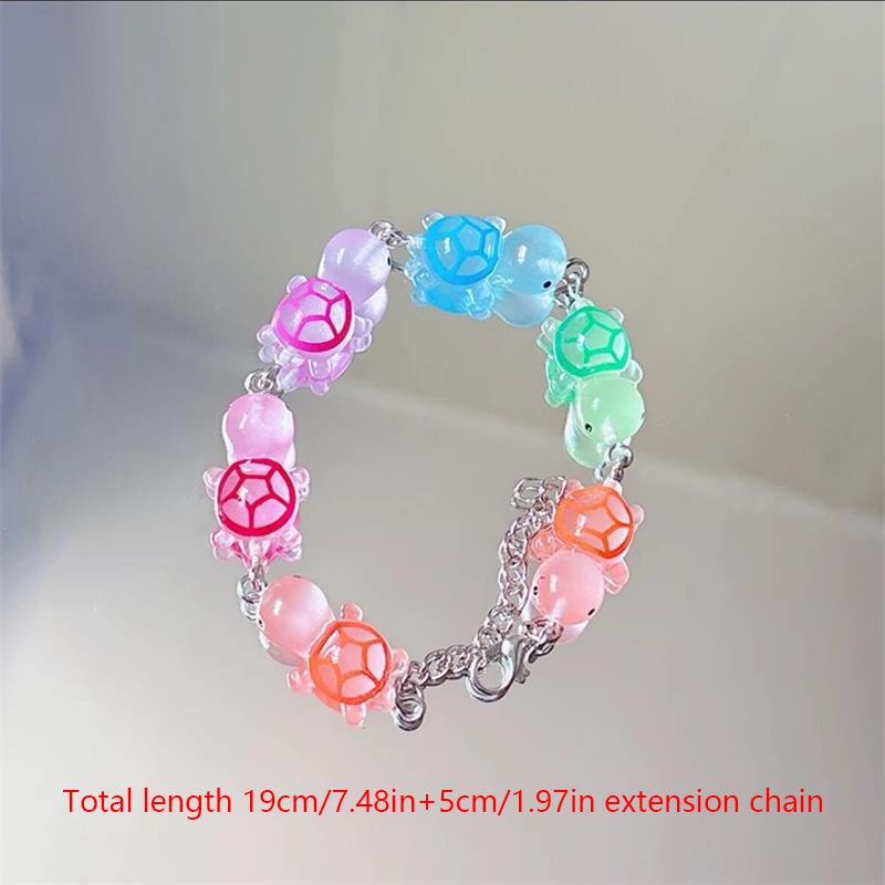 Cartoon Funny Luminous Turtle Bracelet Multi-Color Glow In The Dark Dopamine All-Match Adjustable Bracelet Couple Accessory Gift