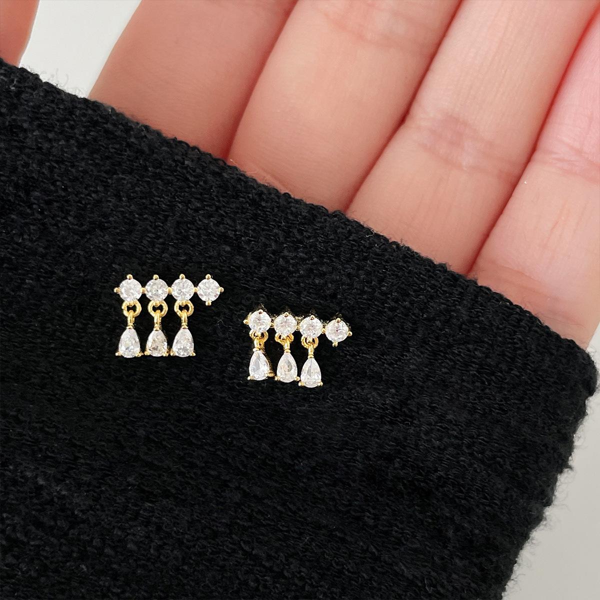 

925 sterling silver arrangement zircon pendant stud earrings women s exquisite sweet super flash earrings niche high-end autumn and winter temperament 925 silver