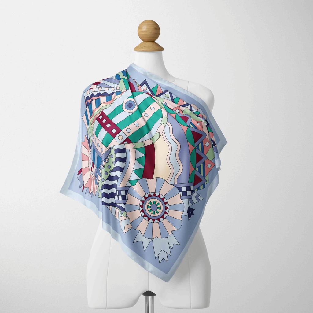 70cm*70cm Fashion  Design Print Silk Square Scarf Women Floral Foulard Horse Hairband Neckerchief Hijab Headband Bandana