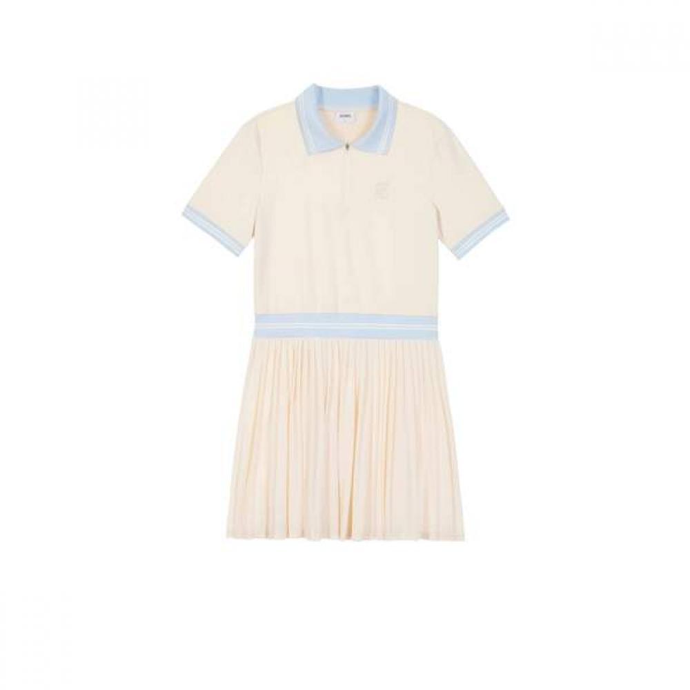 Goxo Women Classic Logo Light Pleats Dress Cream S(55)