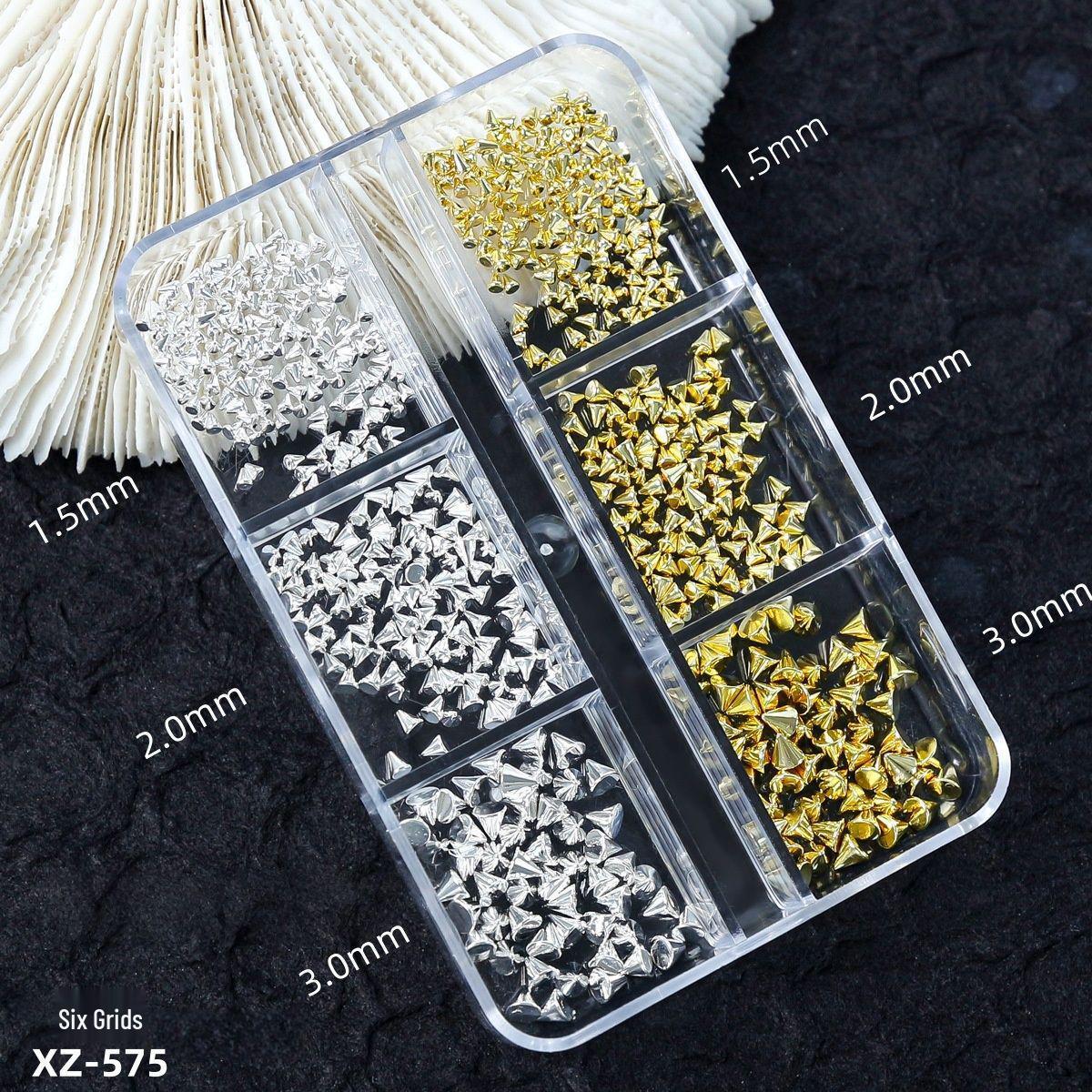 

Cross Gold-Silver Punk Flat Bottom Cone Rivet Nail Drill Manicure Accessories