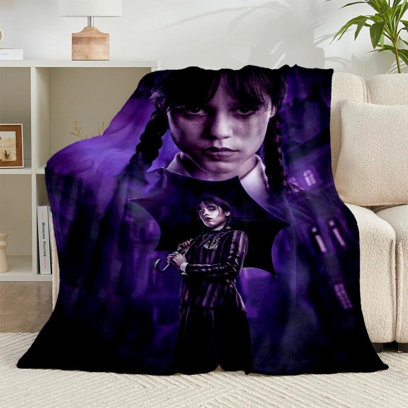 1PZ Mercoledì Gotico Coperta di Flanella Regalo, Adatta Sia per Uomini Che per Donne, Morbida Ideale per Letti e Divano, Regalo di Compleanno o Natale