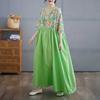 Cotton and Linen Summer Patchwork Retro Style Dress Long Skirt